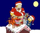 Гомер и Барт Симпсон помощь Санта-Клауса с подарками